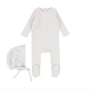 Pointelle Printed Footie and Bonnet